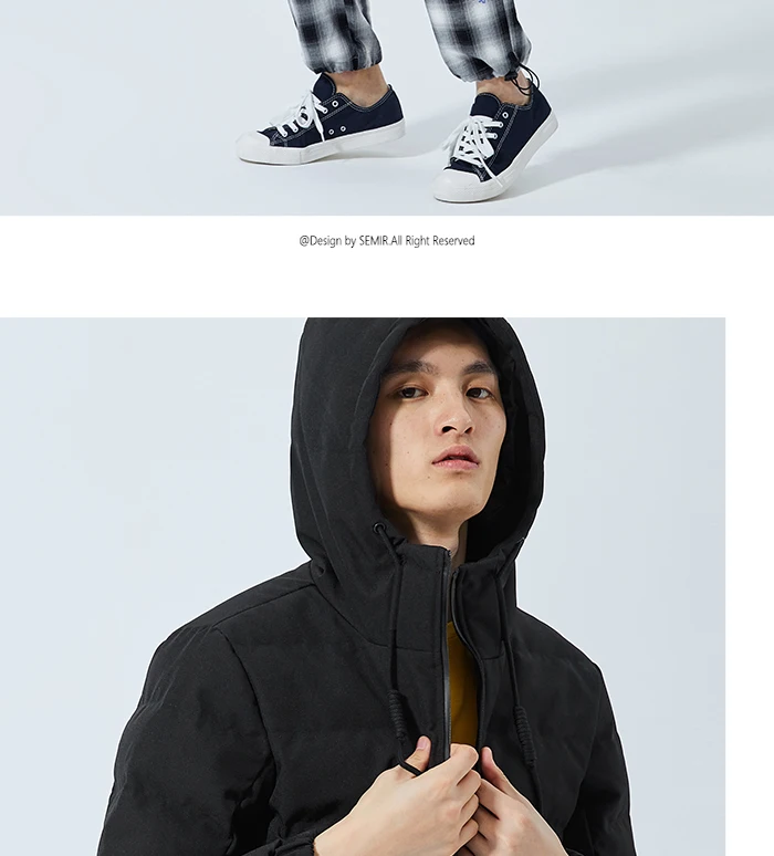 Semir, Зимний короткий пуховик для мужчин,, новая мода, ветровка, куртка с капюшоном, мужская, Студенческая, Повседневная, брендовая, толстое пальто