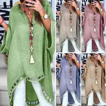 

Women's Clothing New Loose Skirt Large Size Women's Big V-neck Dress