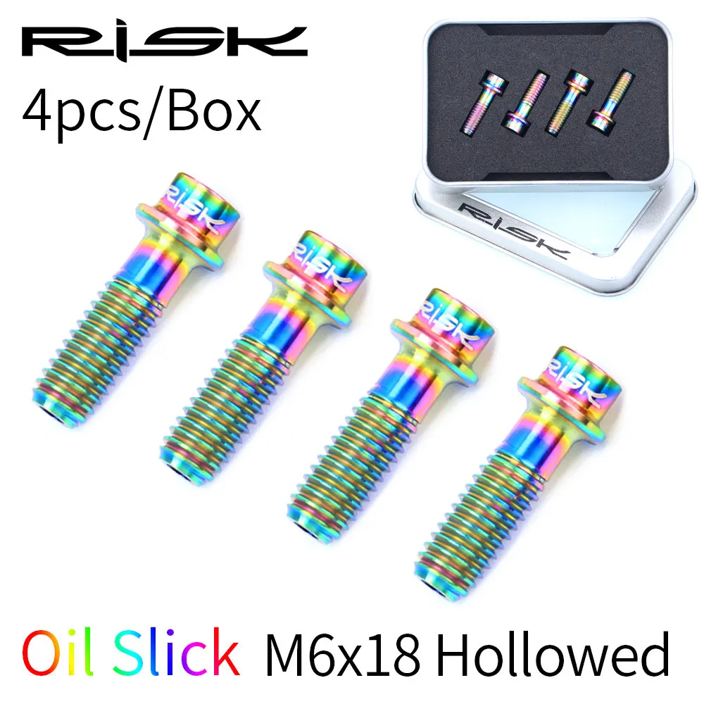 m6-18Rainbow hathead RISK MTB велосипедный дисковый тормоз крепежные болты m6* 18 мм с шайбой полый легкий титановый сплав для горного велосипеда SLX XT зажим - Цвет: m6-18Rainbow hathead