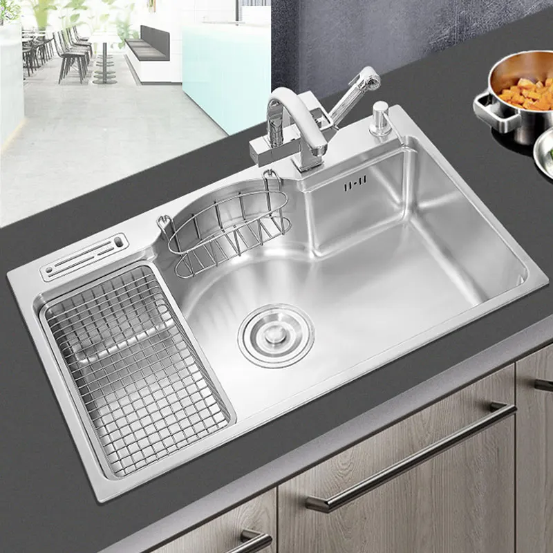 

304 Stainless Steel Sink Single Basin Kitchen Sink Large Single Basin Sink Multifunctional Embedded Under Counter Basin