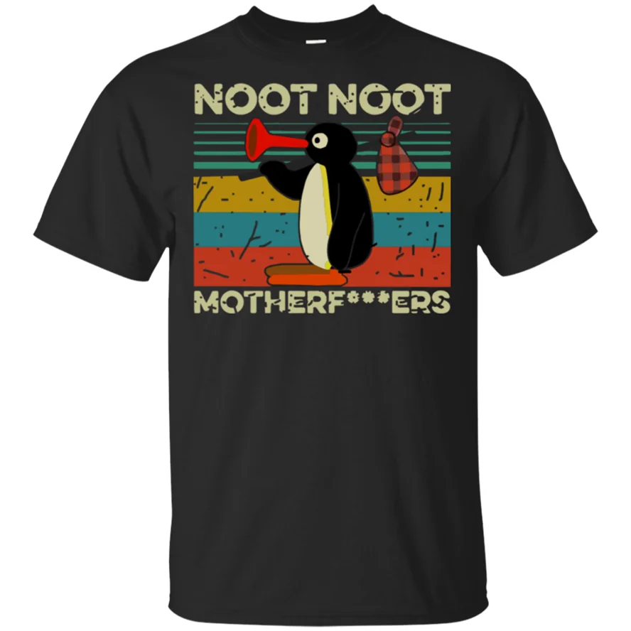 Pingu Noot Motherfcker Винтажная Футболка черно-темно-синяя для мужчин-женщин футболка