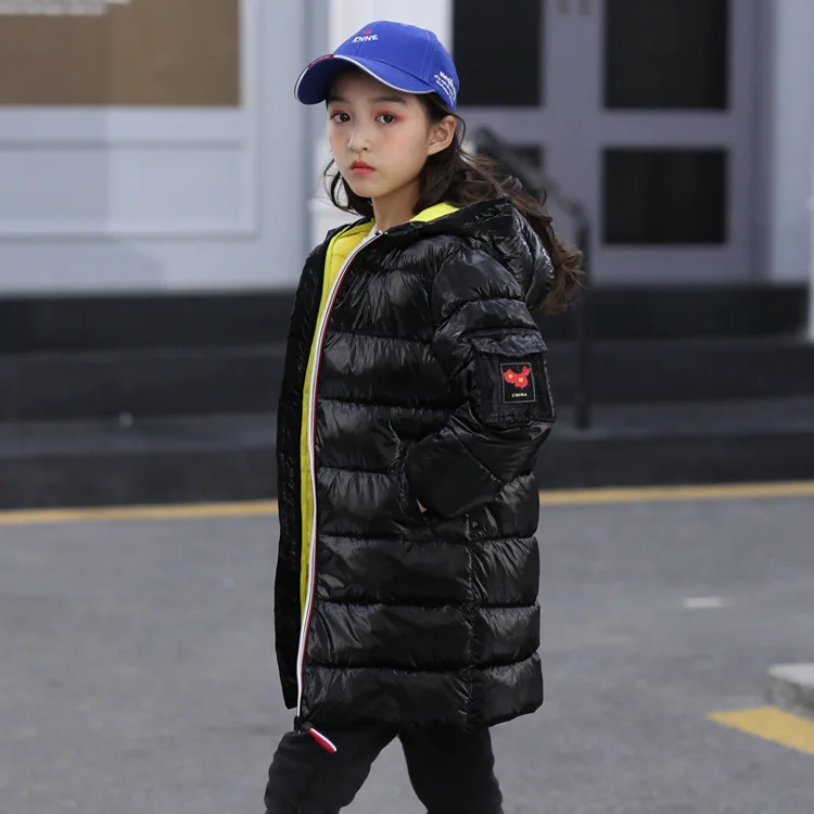 Новая модная зимняя куртка для мальчиков и девочек-подростков детская куртка из плотного бархата длинное теплое пальто для холодной зимы
