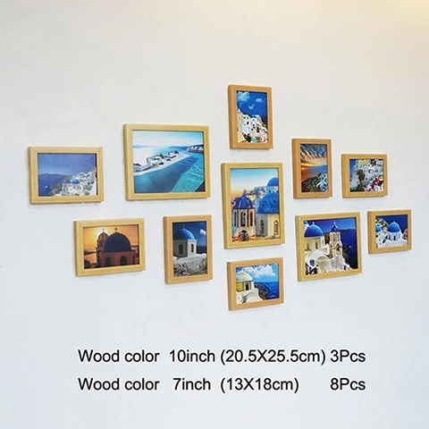 wood Photo Frame 11 шт. классическая деревянная фоторамка для настенного украшения дома 7 10 дюймов Свадебная пара рекомендации черно-белые фоторамки - Цвет: wood Photo Frame