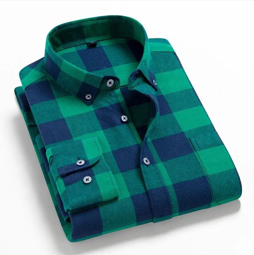 Camisa de algodón de 100% a cuadros para hombre, camisas informales de manga larga, a cuadros, novedad de primavera y otoño, 2021