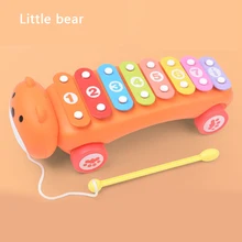 Новые Детские стук на пианино, с рисунками животных, ручная детская коляска детская музыкальная обучающая игрушка