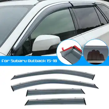 

4PCS Front Rear Car Window Visor Deflector Chrome Trim For Subaru Outback 2015 2016 2017 2018