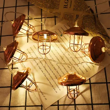 

1.2M 10 LED Metal Wrought Iron Lampshade Decorative Light String Nordic Style Holiday Decoration Light String