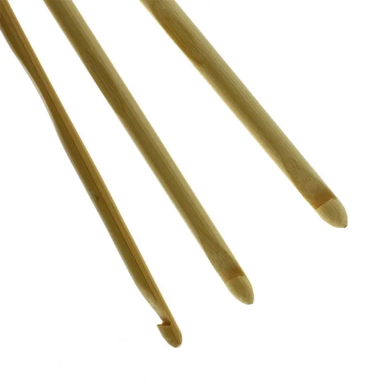 12pcs/set Natural Bamboo Flexible Crochet Hooks Needles Carpet Wool Knitting Tool DIY Handcraft Yarn Weave Craft 72XF