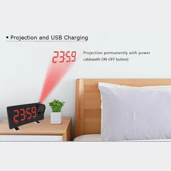 

Household Band Radio Clock Digital 8 inch LED Projector Snooze Clock Backlight House Timer Projection Decroation Alarm Radi O0X0