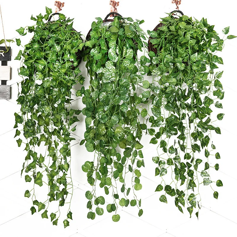 90cm Artificial Green Plants Hanging Ivy Leaves Radish Seaweed Grape