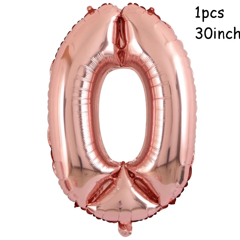 10 шт./лот, 18 дюймов, розовое золото, сердце, фольга, шары, свадьба, день рождения, вечеринка, декор для детского душа, принадлежности, подарки на день Святого Валентина - Цвет: 30 inch number 0