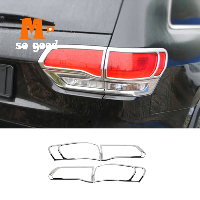 

2014 ABS Chrome For Jeep Grand Cherokee Car Rear Back Tail Light Lamp Cover Exterior Trim Auto Accessories Moulding Sticker