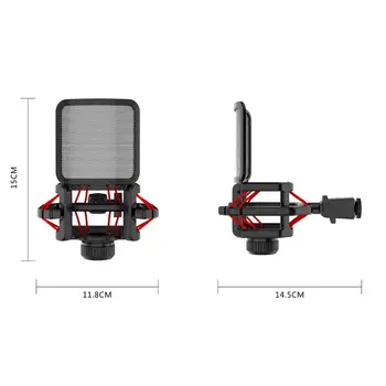 Supporto antiurto per microfono con filtro Pop, supporto antiurto universale per schermo Pop integrato antivibrante con microfono diametro 21-62mm