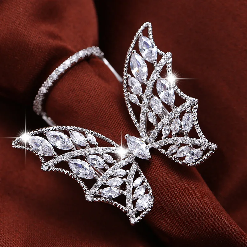 

CIBI Europe and the United States sell like hot cakes copper inlay zircon quality hand butterfly bracelet ring ring moving