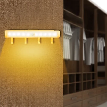 

Battery Powered PIR Motion Sensor LED Cabinet Light Hanging Hook Light for Kitchen Closet Wardrobe Stairs Hallway Night Light