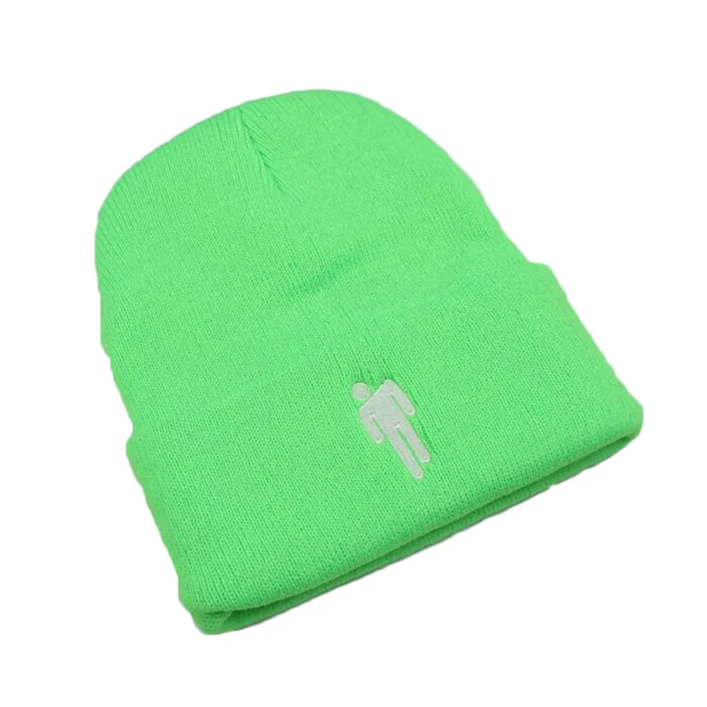 Вышивка Billie Eilish Beanie шапка вязаное, тёплое, зимнее шапки для мужчин и женщин Твердые хип-хоп повседневные манжеты Beanies Stickman Bonnet