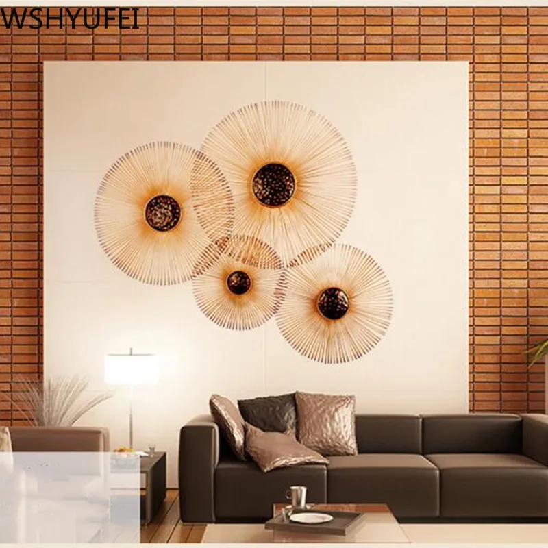 

Chinese Traditional Wrought Iron Handicraft Wall Hanging Fan-shaped Decor Hotel bedroom living room Background Wall Decoration
