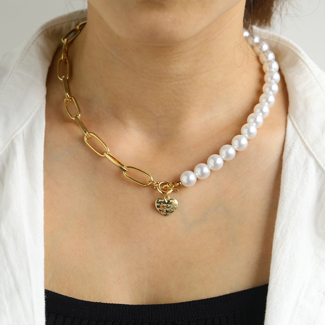 Vintage Simple Chains Necklace 2021 Geometric Love Heart Pendant Necklaces for Women Punk Jewelry
