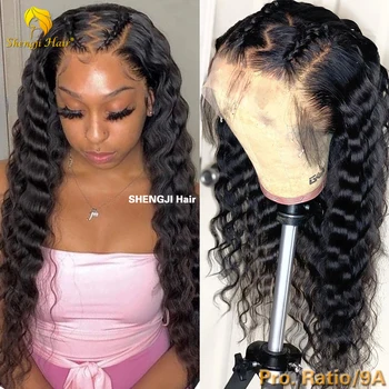 

180 Density 4.5" 360 Lace Frontal Wig 13x6 Brazilian Remy Lace Front Human Hair Wigs With Baby Hair 370 Fake Scalp Deep Wave Wig