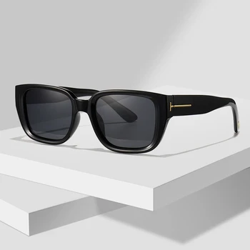 Tom-gafas de sol de alta calidad para mujer, anteojos de sol femeninos con marco rectangular transparente, de marca de diseñador, estilo retro, unisex, cuadradas, color marrón, UV400