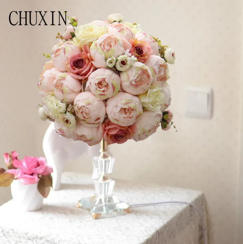 

35cm artificial flower ball High quality silk rose wedding bride decoration dinning table Valentine's Day can be customized
