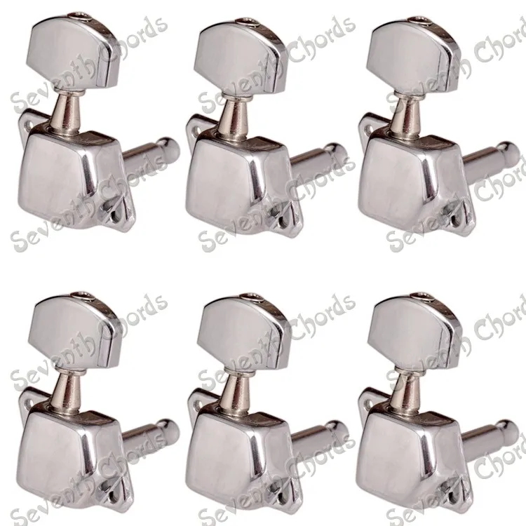 

A Set 6R 18MM Chrome Square Button Inline Semiclosed Tuning Pegs keys Tuners Machine Heads for Electric Guitar