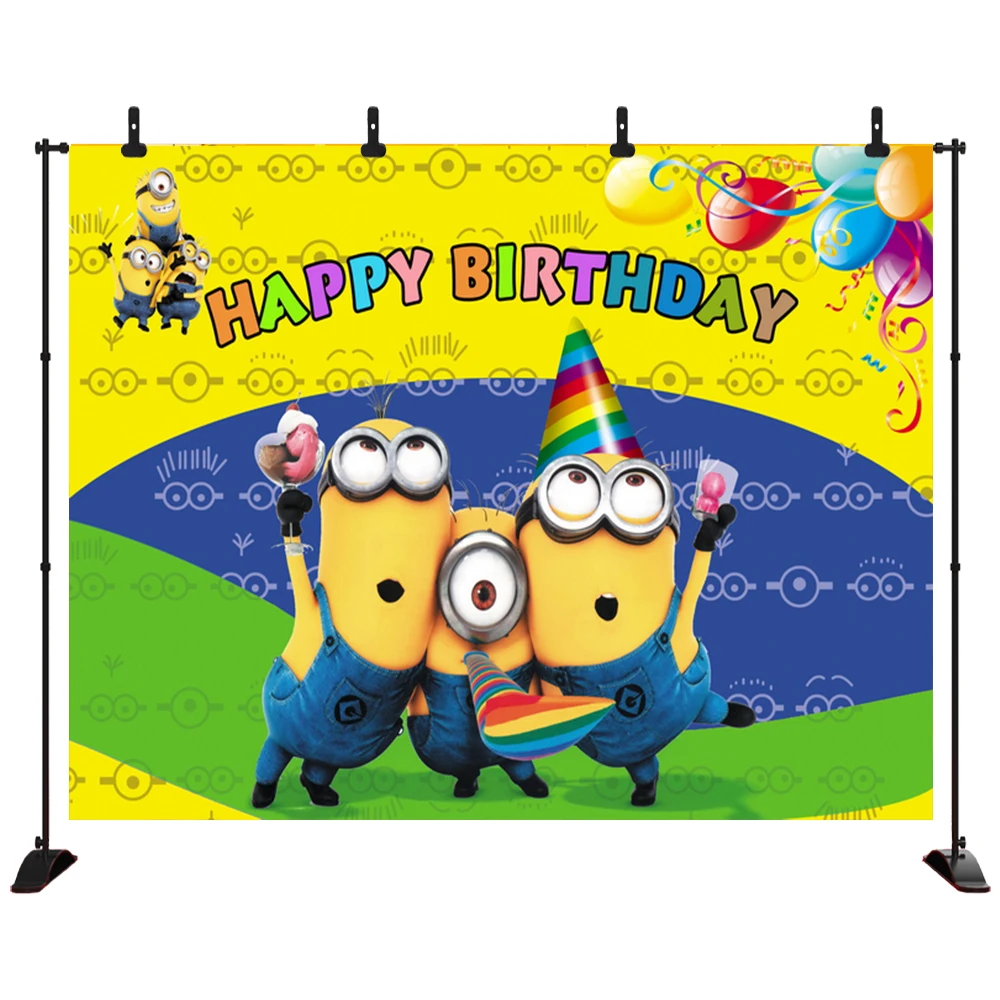 

Photography Backdrop polka dots Minions Kids Birthday Party Minions Photo Background High Quality Photo Booth Props