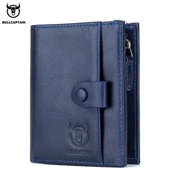 

BULLCAPTAIN RFID Men's Wallet Leather Men's Coin Purse Zipper Wallet Card Coin Wallet Holder Credit Card Bag