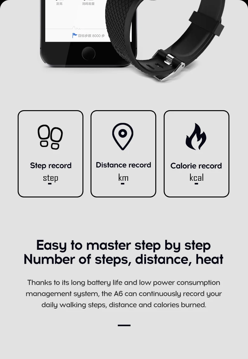 LYKRY 116 plus Smart Bracelet Fitness Tracker Heart Rate Blood Pressure Monitor Smart Band IP67 Waterproof Sports For Android IOS+Box (7)