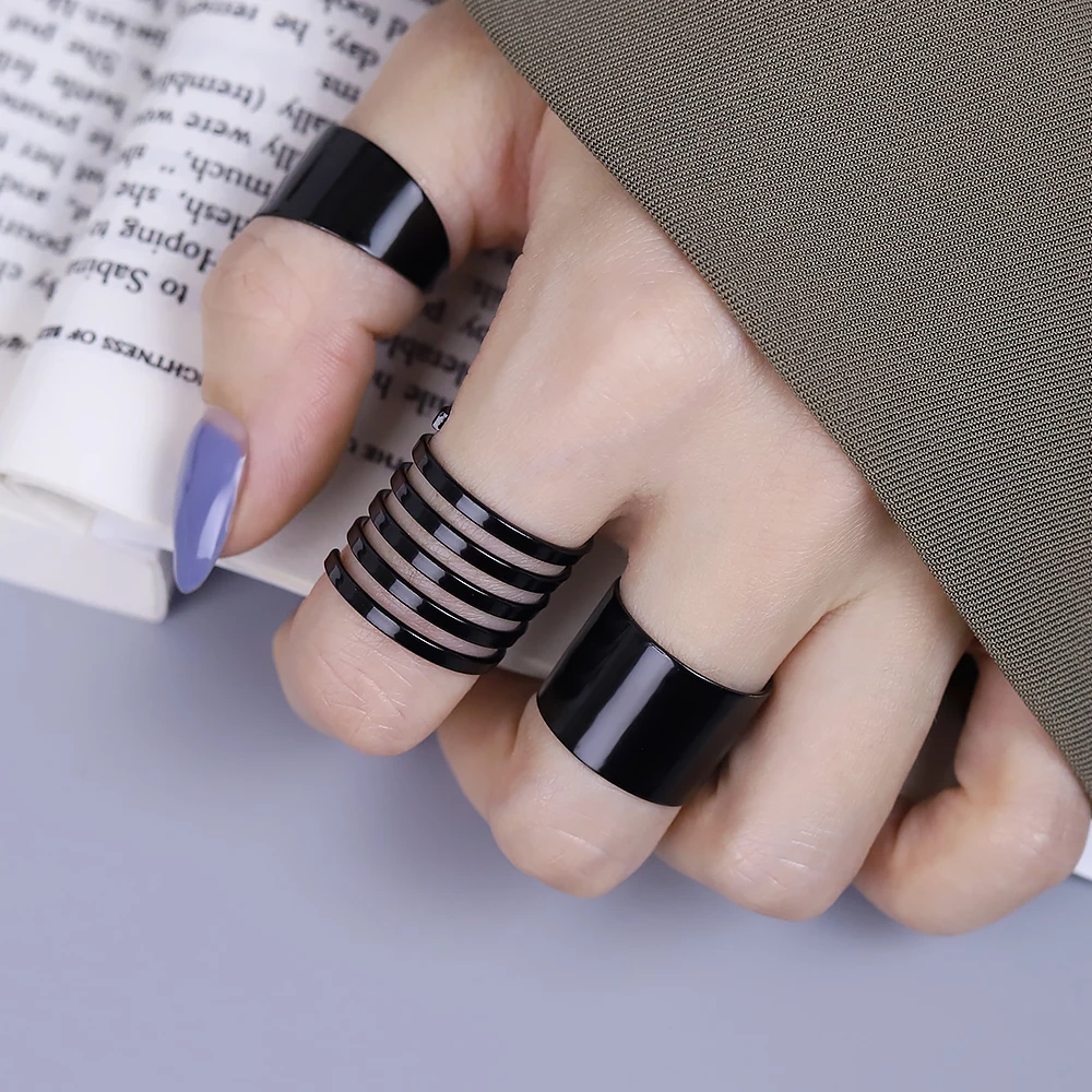Ring Set Finger Ring 3Pcs Punk Wide Rings Female Ring Set For Women