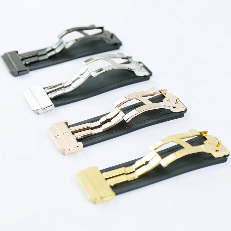 Watch accessories for Hublot 25 * 19mm matte leather silicone strap series 22mm folding buckle men and women sports rubber strap