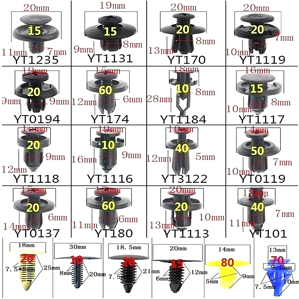 650 шт. крепежные зажимы смешанные автомобильные крепежные элементы дверная накладка заклепка на автомобильный бампер фиксатор нажимной крышки двигателя крыло с инструментом для удаления