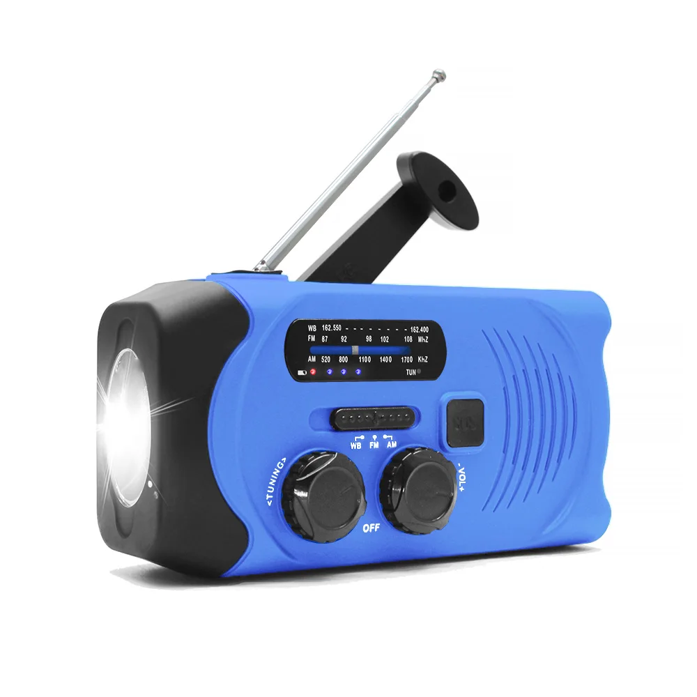 Радио на солнечных батарейках am/fm многофункциональное радио зарядка ручной мобильный телефон радио с аварийным светом - Цвет: Синий