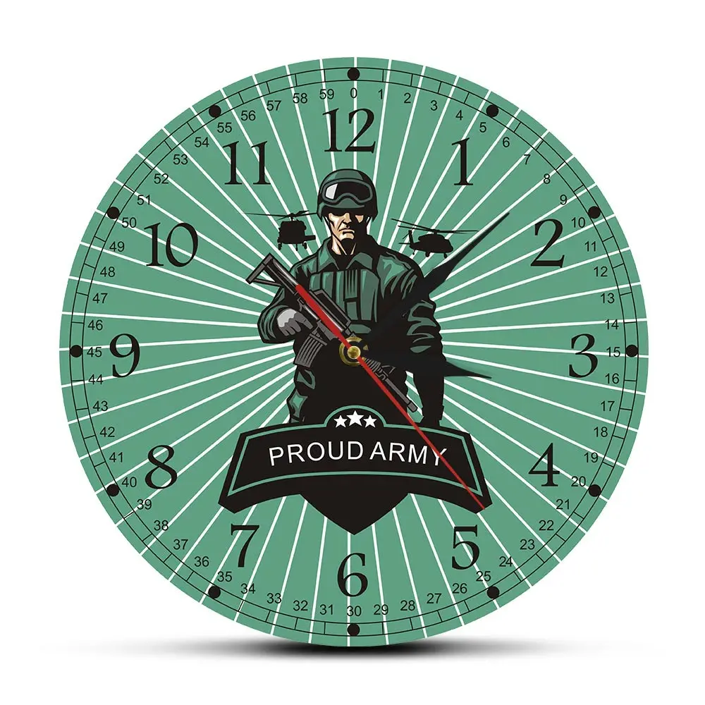 Proud Army Quartz Duvar Saat Klock современные немой печати настенные часы Solider с винтовкой Танк военное оружие настенные наклейки акриловые часы