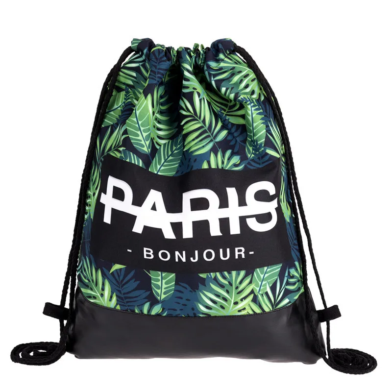 AliExpress с перекрестной каймой Лидер продаж кожаный подошва модный мешок с кулиской с принтом AliExpress Лидер продаж женский рюкзак с Кулиской