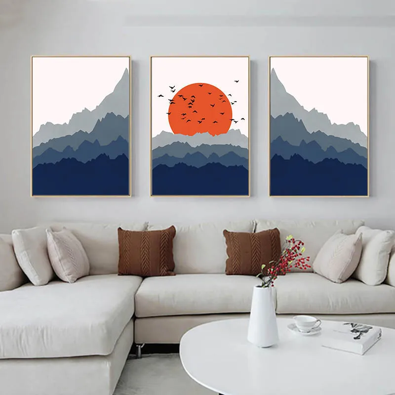 

Sunrise Mountain Abstract Art Canvas Painting Living Room Bedroom Cafe Internet Cafe Wall Decoration Printing Fun