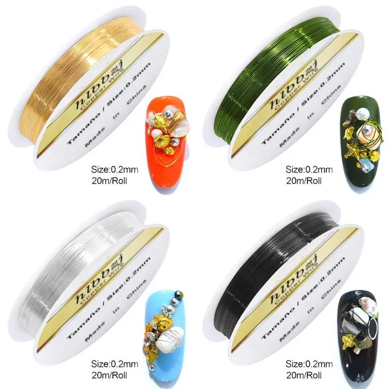 

1 Roll Nail Accessories Handmade Wires No Fade Wrapping Rings Earrings 3D DIY Art Design Decorations Jewelry Manicure Tools