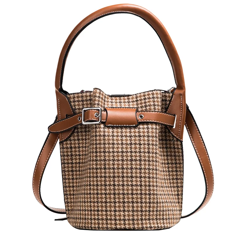 Wallike Designer Bags Brand Women Bags Leather Bucket Bag Single-Shoulder Crossbody Bags For Women Sac A Main Femme Black - Цвет: brown