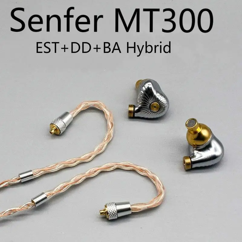Senfer MT300 TDK EST Knowles Dyanmic EST BA DD Hybrid Hifi Music Monitor DJ Studio CNC Metal MMCX Audiophile Earphones Earbuds