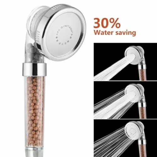 

Turbo Pressure Shower Head with Filter Beads Three Spray Modes Powerful Energy