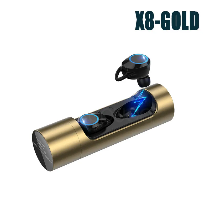 X8-Gold X8 сенсорное управление TWS Bluetooth 5,0 наушники мини беспроводные наушники спортивные наушники с микрофоном IPX7 водонепроницаемые наушники - Цвет: X8-Gold