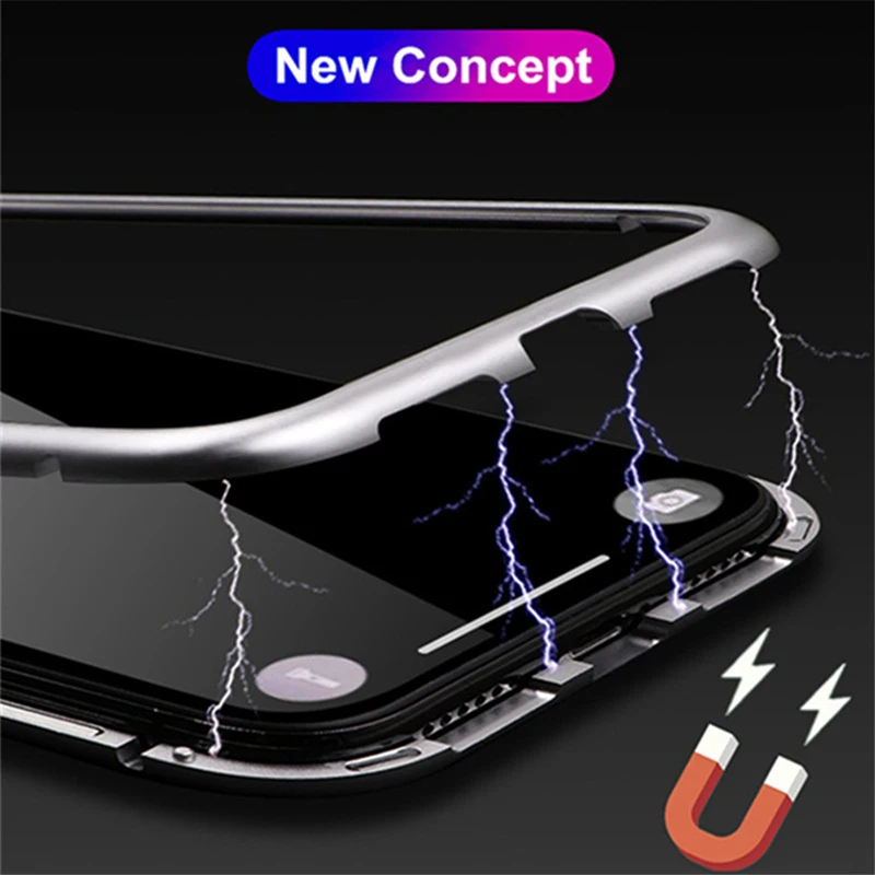 Metal Magnetic Adsorption Glass Case For iphone XR X XS 7 8 Plus 6 6S 11 2