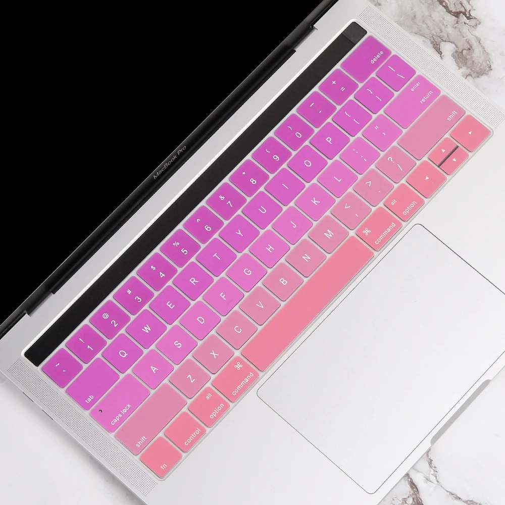 Цветной силиконовый чехол для клавиатуры с градиентом США для MacBook Pro 13 15 дюймов Touch bar A2159 A1989 a90. протектор клавиатуры