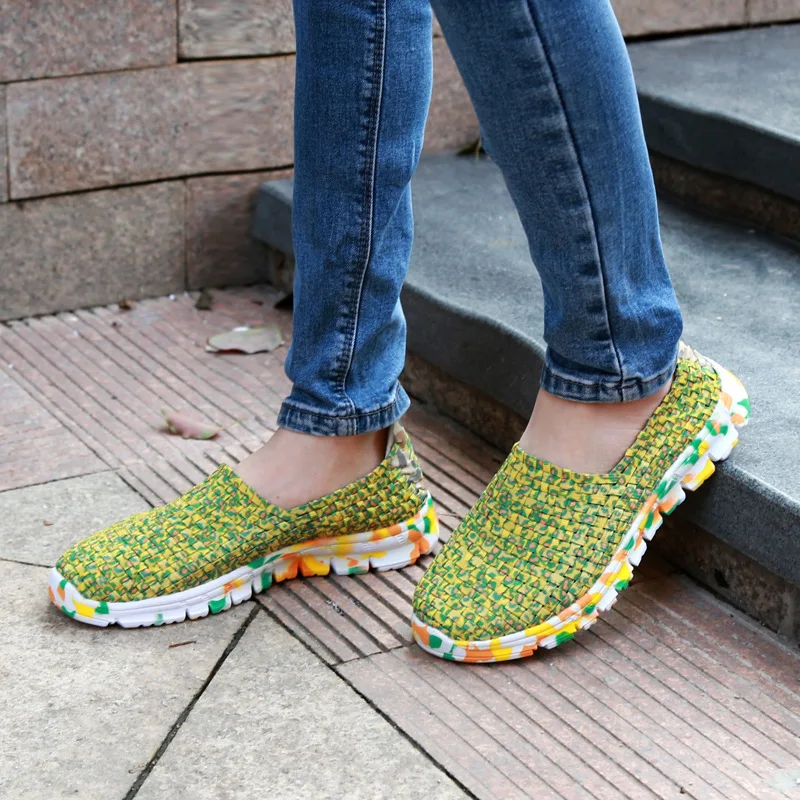 

2019 Hand-knitted Shoes Women's Korean-style Casual Shoes Camouflage Breathable WOMEN'S Shoes Versatile Hiking Shoes Running Cou