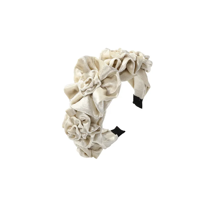 Новые бархатные цветочный ободок с розами для Для женщин однотонные Цвет модный Европейский стиль, повязка на голову, повязка на голову ободок для волос аксессуары