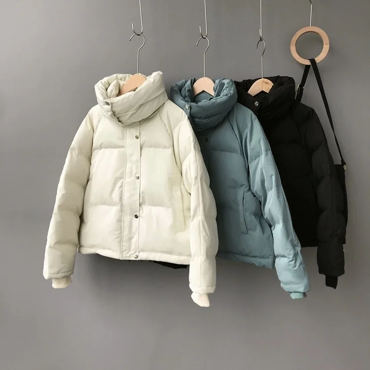

Zhicongxi 2019 Winter Loose Thick Double Collar Solid Color Cotton Overcoat Thicken down Coat Cotton Coat Women's 8083