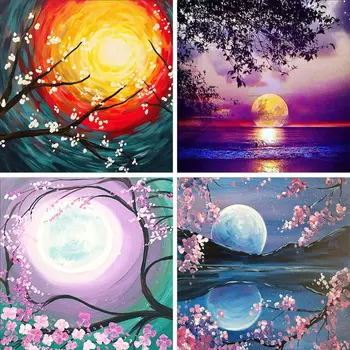 

4 Pack Sunrise 5D DIY Diamond Painting Full Drill Rhinestone Embroidery Decor