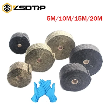 

ZSDTRP 5/10/15M/20M Motorcycle Exhaust Heat Wrap Thermal Exhaust Tape for Motorcycle Fiberglass Heat Shield Tape with Gloves