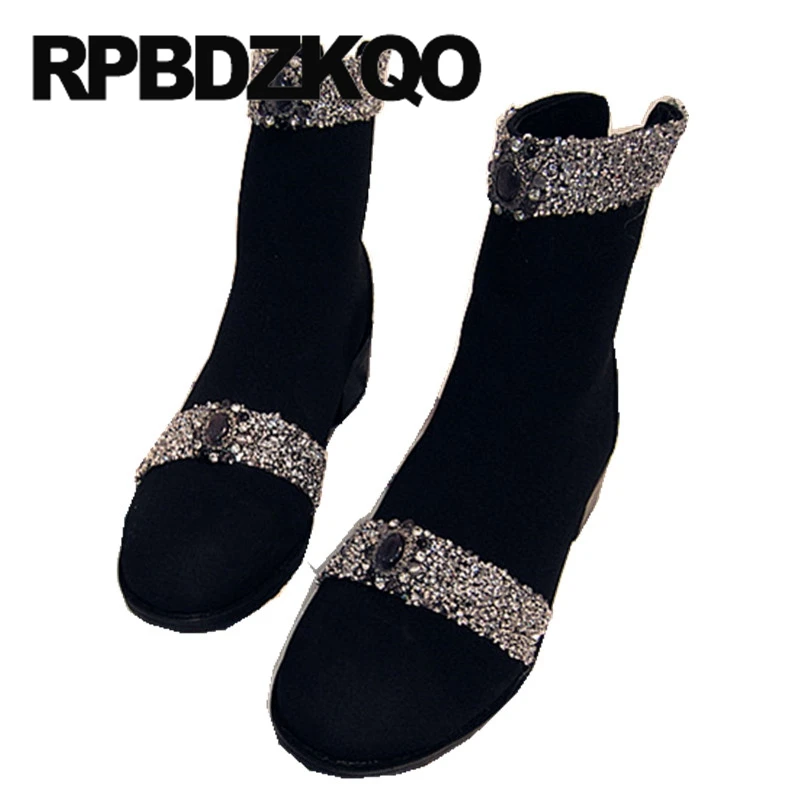 sparkly black ankle boots