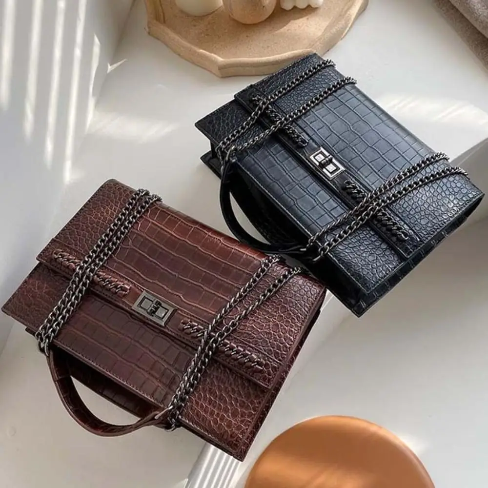 Vintage Fashion Crossbody Bag 2019 New Quality Leather Women's Designer Handbag Crocodile pattern Chain Shoulder Messenger | Багаж и